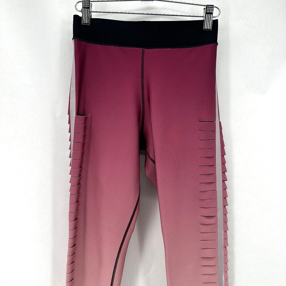 UltraCor Silk Slash Legging Ombre Burgundy Blush Size S Active Gym Glam Workout - Picture 9 of 12